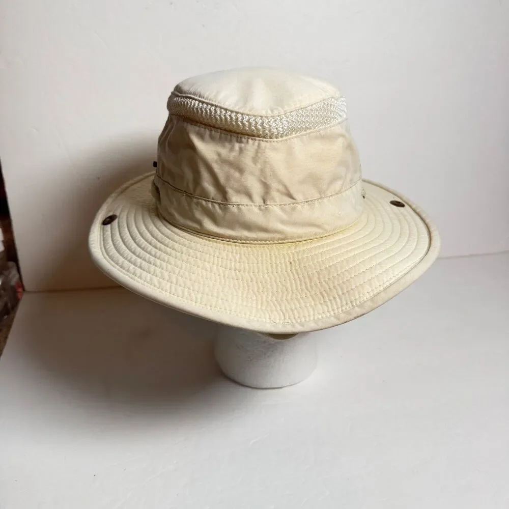 Vintage Tilley Endurables Airflo T4 Safari Hat Khaki Made Canada Size 7 1/4